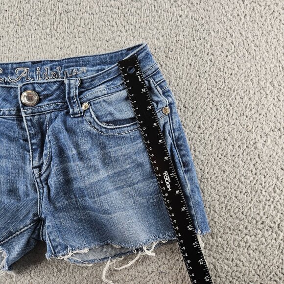 LA Idol Jean Shorts Womens 30 (29x2) Blue Jorts Cut Offs Embellished Embroidered - Picture 15 of 16